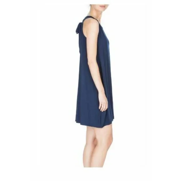 Lilla P Navy Mini Dress Back Neck Tie Jersey A Line Dress SZ S NWT $148 - Picture 2 of 2